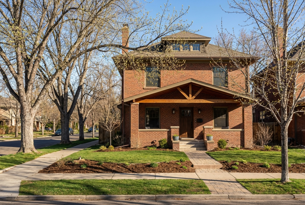 Denver single-family rental home exterior on a clear morning, representing the 2026 Colorado rental market