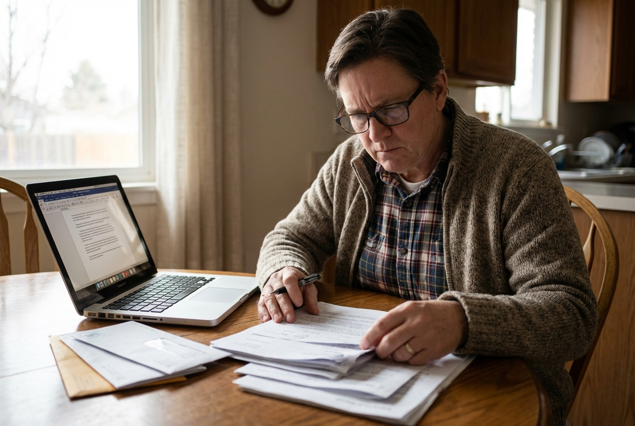 Small Colorado landlord reviewing new housing voucher law requirements at home, HB25-1240 compliance