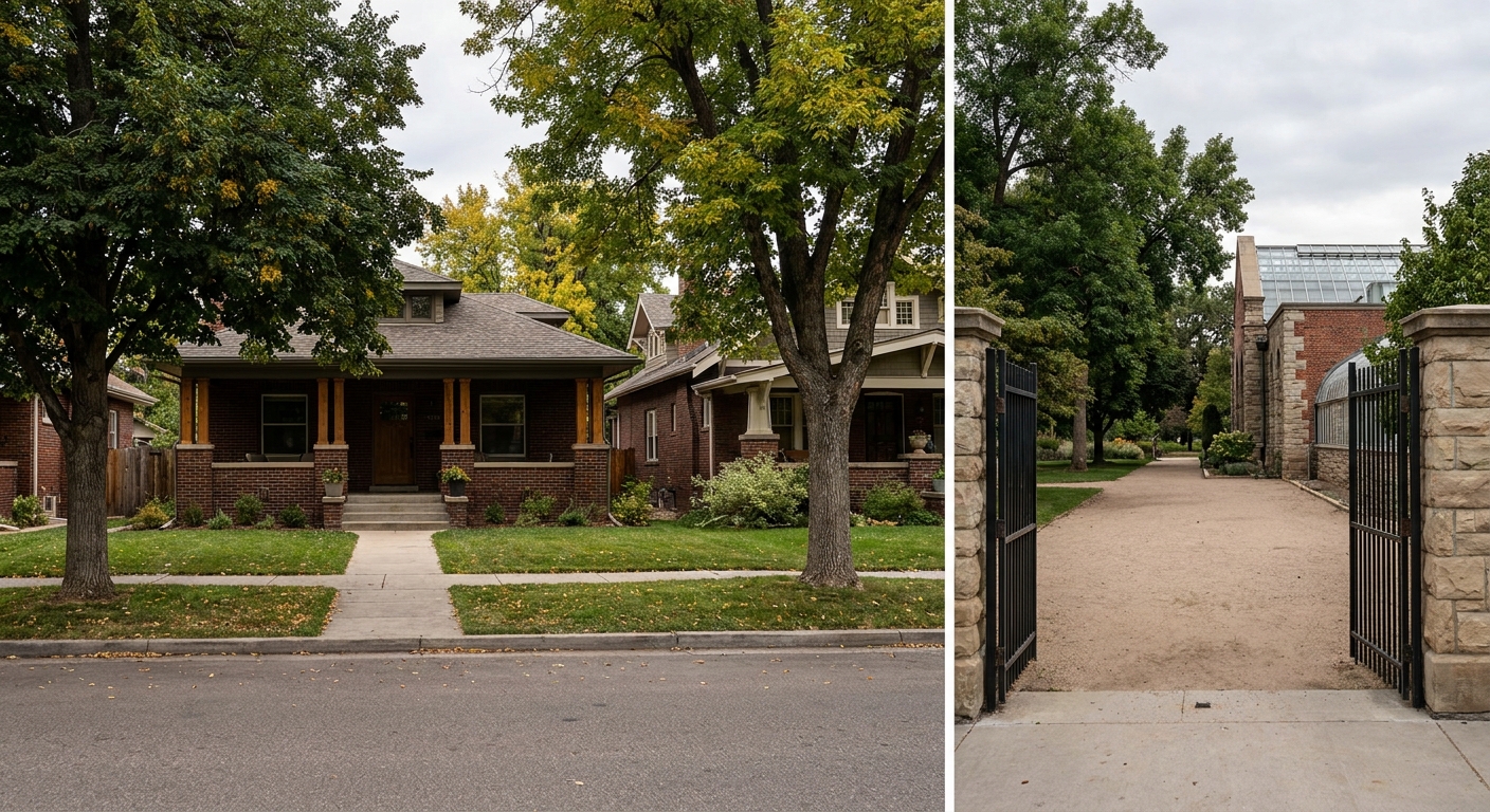 Congress Park Denver craftsman bungalow exterior on residential street near Botanic Gardens