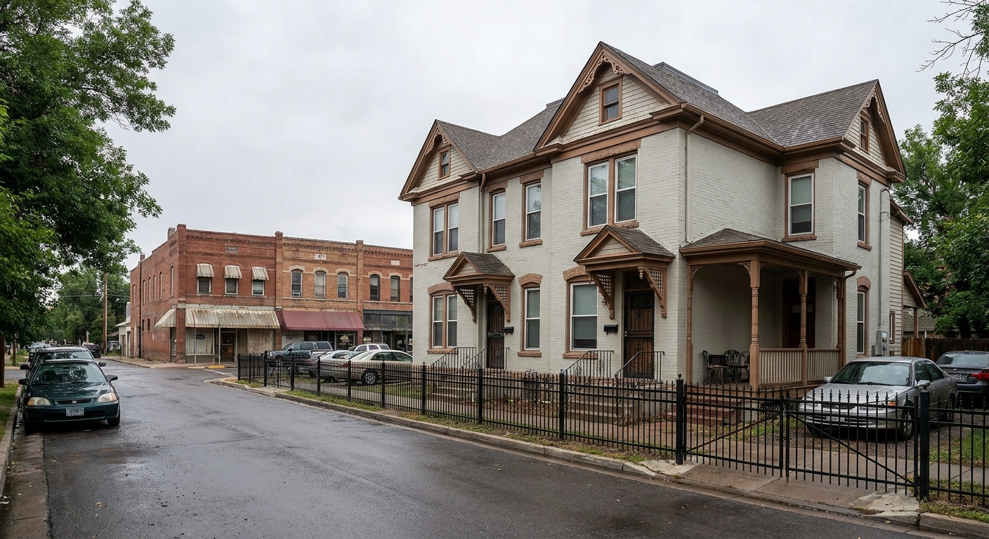 Baker Denver Victorian duplex on South Broadway residential street